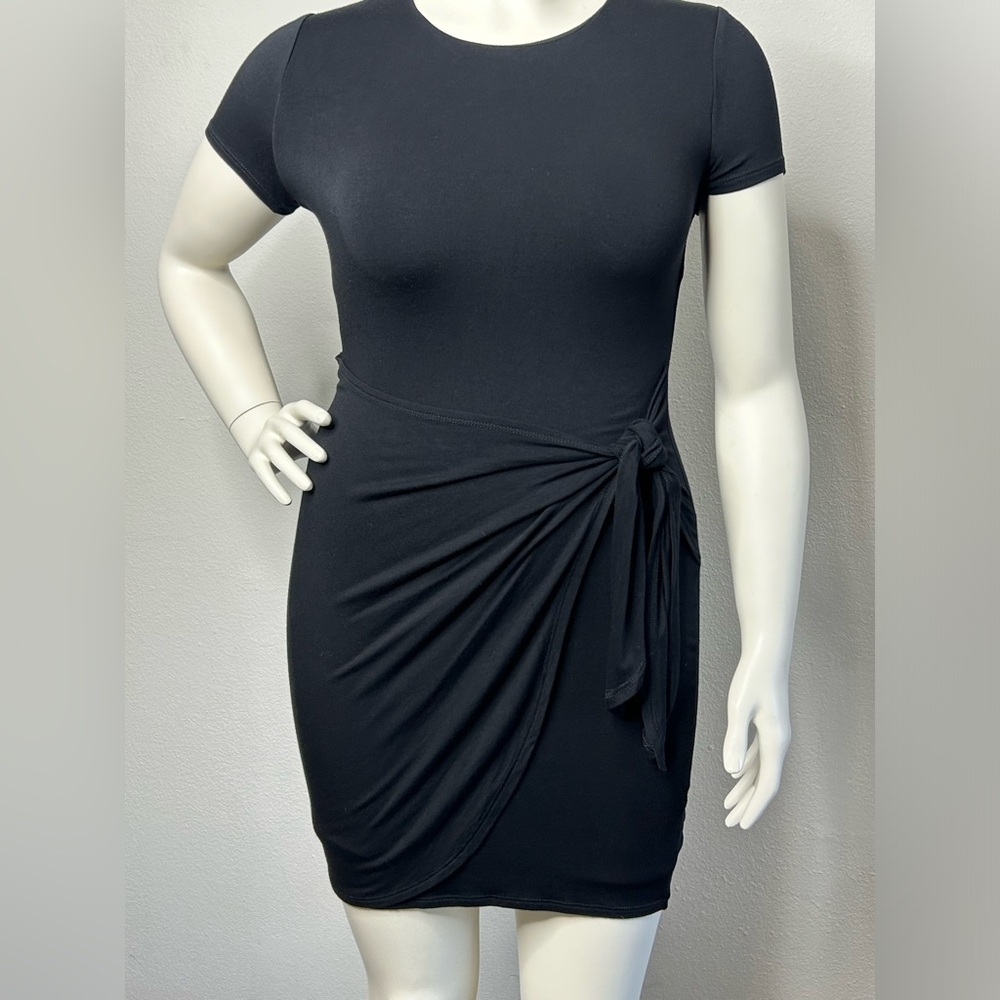 Bailey 44 Abby Dress Jersey Bodycon Faux Wrap Skirt Short Sleeve Dress sz S